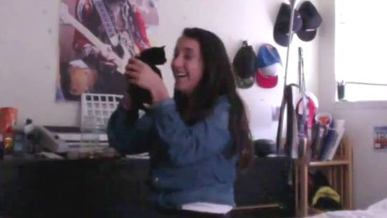 La réaction incroyable d'une fille qui reçoit un chaton en cadeau