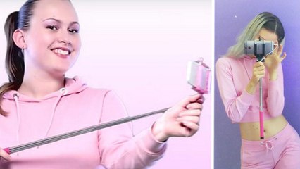 Elle invente l'aerobic avec la perche à selfie...Attention c'est kitsch !