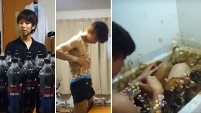 Voilà ce qui arrive quand on plonge dans un bain de Coca et de Mentos