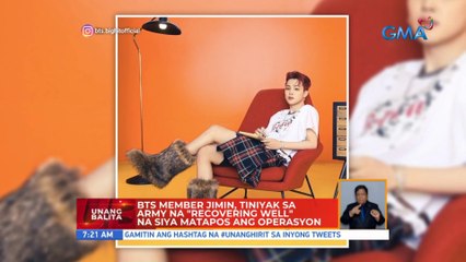 Jimin ng BTS, tiniyak sa 'Army' na recovering well na siya matapos ang operasyon | UB