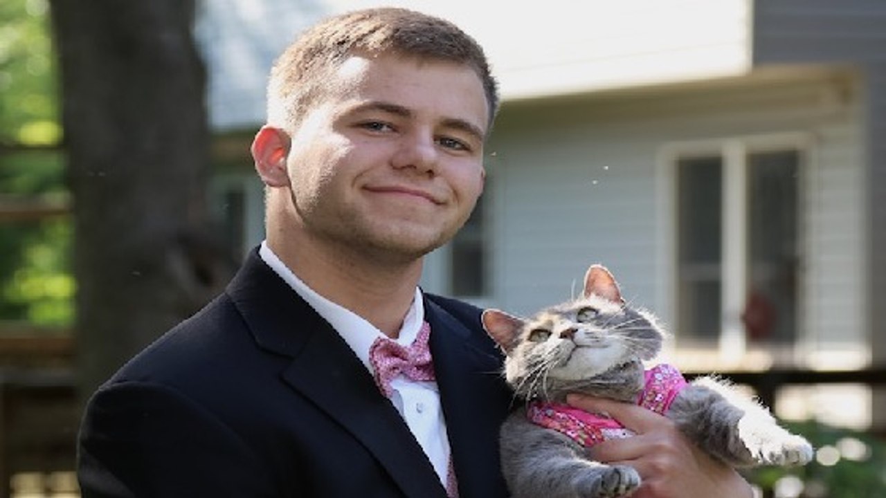 Faute de petite amie, il emmène son chat au bal de promo... Et est élu roi du bal !