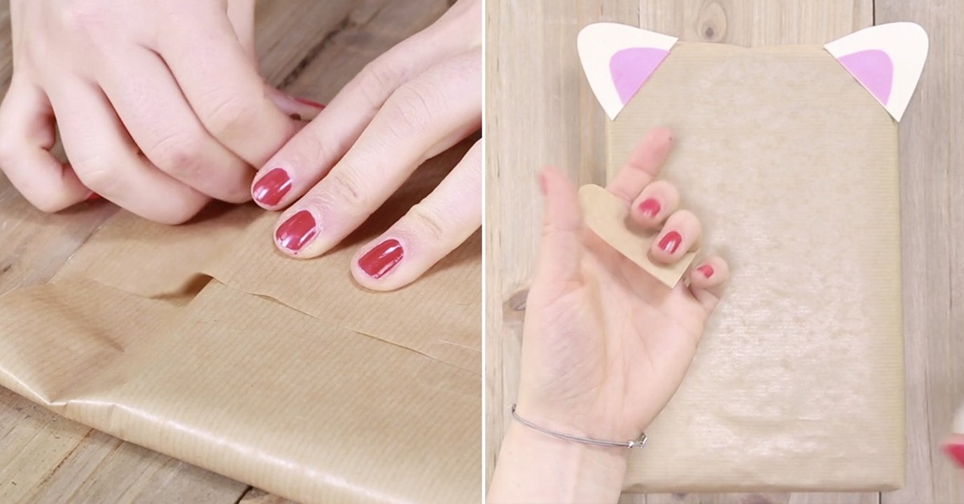 Avec du papier kraft et un peu de colle, vous pouvez réaliser le plus chou des papiers cadeaux !