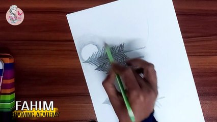 Tải video: Night Scene - Pencil Sketch  How to draw Scenery of Moonlight  Fahim Drawing Academy