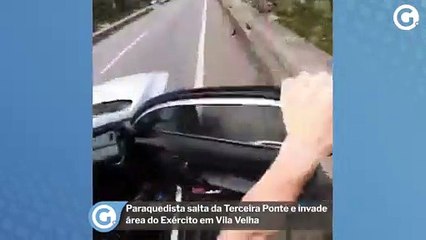 Paraquedista salta da Terceira Ponte e invade área do Exército em Vila Velha