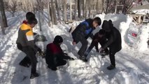 Erciş'te kar yağışını fırsat bilen çocuklar gönüllerince eğlendi
