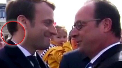 Défilé du 8 mai : caché derrière Emmanuel Macron et François Hollande, Manuel Valls devient la risée du web