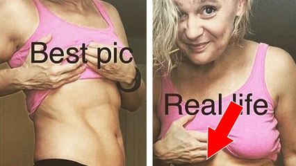 Janelle Flanagan : abdos VS peau fripée ? Ces 2 photos n'ont qu'une minute d'intervalle !