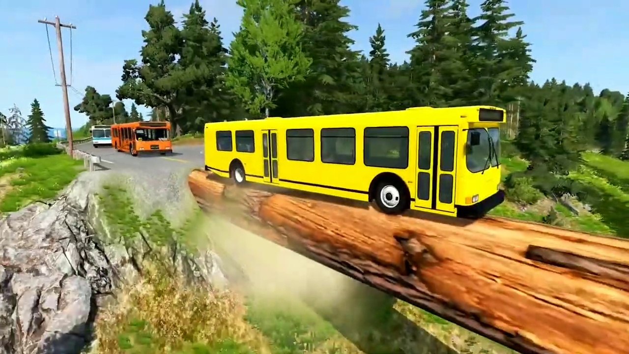 Cars vs One-Log Bridge #4 - BeamNg.Drive