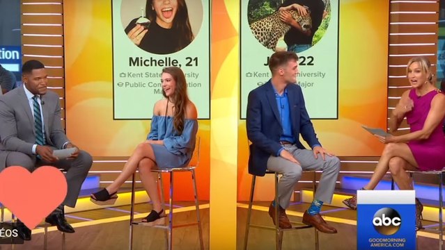 Après 3 ans de flirt sur Tinder, Josh et Michelle se rencontrent sur le plateau de Good Morning America