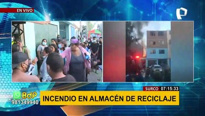 Se registra incendio en almacén de reciclaje en Surco