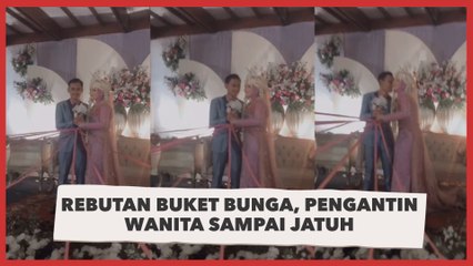 Viral Momen Rebutan Buket Bunga Terlalu Semangat, Pengantin Wanita Sampai Jatuh Tersungkur