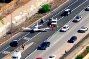 Plane Forced To Make An Emergency Landing On California Highway Road