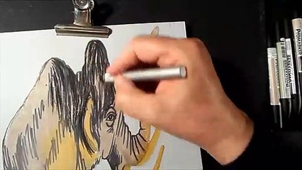 Trick Art- How I Draw a 3D Mammoth- Optical Illusion