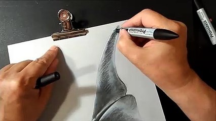 Art 3D Drawing Blue Whale- How to Draw 3D Whale