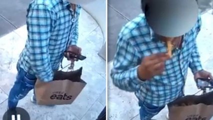 BUSTED: Uber Eats Driver Caught Stealing A Cheeky Nibble Out Of Customer's Orders