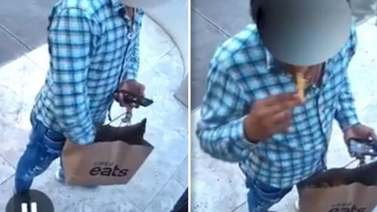 BUSTED: Uber Eats Driver Caught Stealing A Cheeky Nibble Out Of Customer's Orders