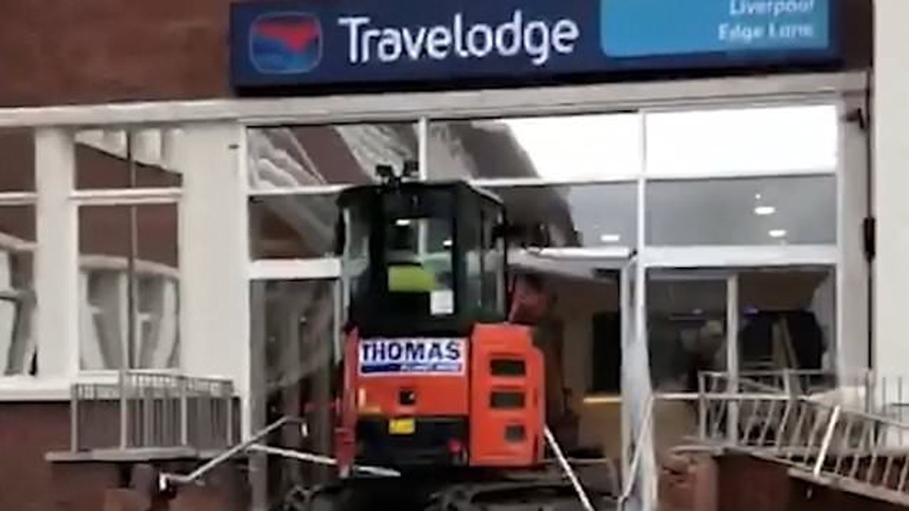The Bizarre Moment A Digger Driver Destroys Travelodge Hotel In Shocking Rampage