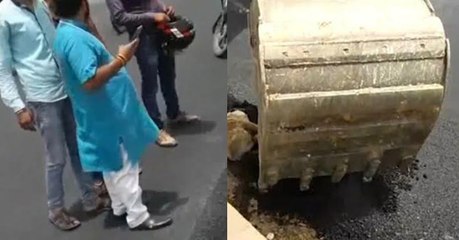 Indian City Agra In Shock As Sleeping Dog Is Covered In Hot Tar And Rolled Over By Construction Workers