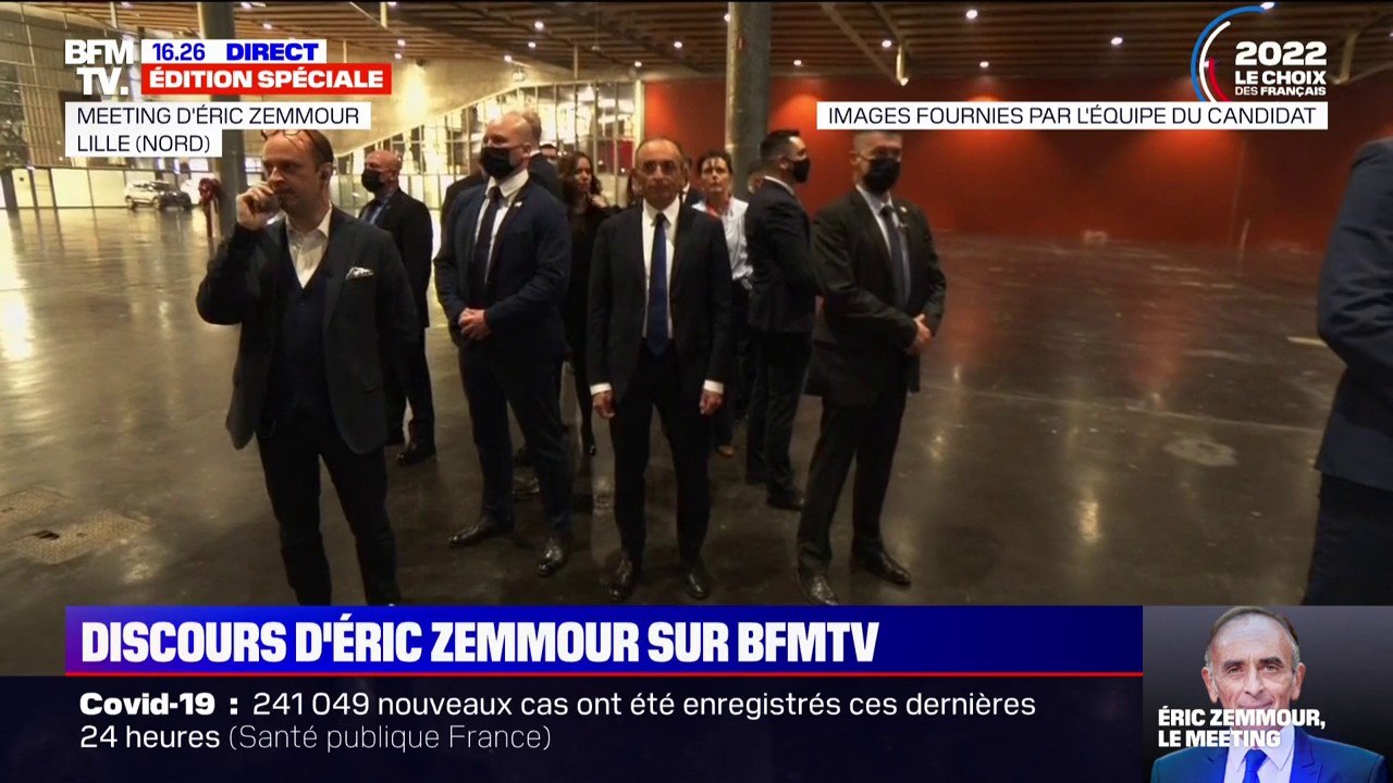 L'entrée d'Éric Zemmour pour son meeting de campagne à Lille