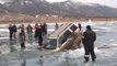 Ever Wondered How You Would Get A Car Out Of A Frozen Lake? Watch These Guys Do It Without A Tow Truck