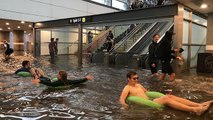That Time When Heavy Rainfall Turned A Swedish Train Station Into A Swimming Pool