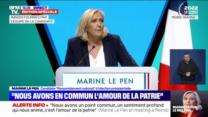 Marine Le Pen: "Nous avons un point commun (...) l'amour de la patrie"