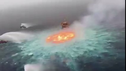 Gas leak and lightning bolt set the ocean on fire in the Gulf of Mexico