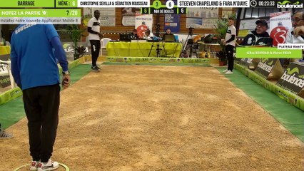 Barrage du défi doublette pétanque Boulenciel : SEVILLA-ROUSSEAU vs CHAPELAND-N'DIAYE
