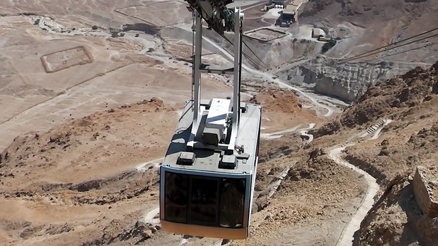 Two Cabins of Funicular at Masada National Park in Israel