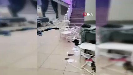 Savaş alanına dönen düğün salonunun son hali