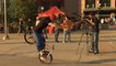 Duo Performs Impressive BMX Stunts At Public Place