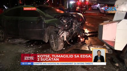 Kotse, tumagilid sa EDSA; 2 sugatan | UB