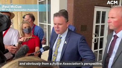 NT Police Association President Paul McCue addresses the media outside court | February 7, 2022 | Katherine Times