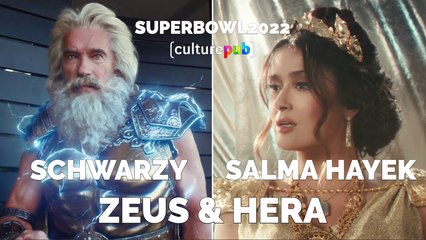 Super Bowl 2022 - Schwarzenegger & Salma Hayek sont Zeus & Hera