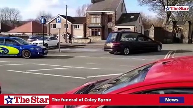 Family and friends gathered at the funeral of Sheffield murder victim Coley Byrne who was stabbed at the Gypsy Queen pub