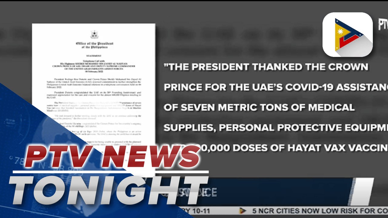 PRRD thanks UAE for COVID-19 response assistance