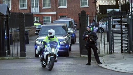 PM's convoy heads out back gates of Downing Street