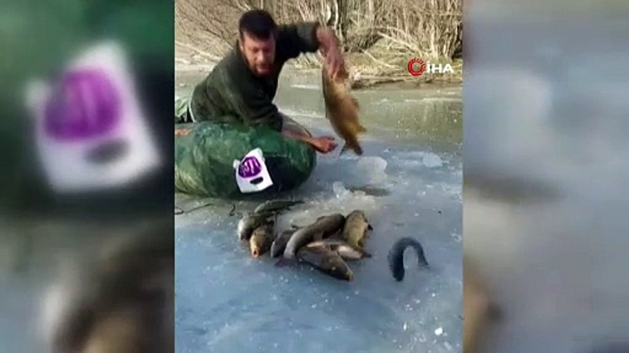 Belgesel değil, hayatın ta kendisi! Türkiye'de buz altından elle balık avı kamerada