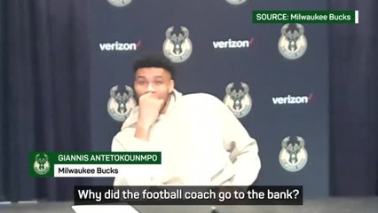 Giannis gets into Super Bowl spirit by sharing NFL joke with reporters