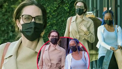 Angelina Jolie looks so happy when treating daughter Zahara to a shopping spree at Foxtail Salon