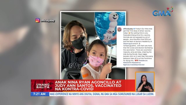Anak nina Ryan Agoncillo at Judy Ann Santos, vaccinated na kontra-COVID | UB