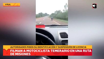 Filman a motociclista temerario en una ruta de Misiones
