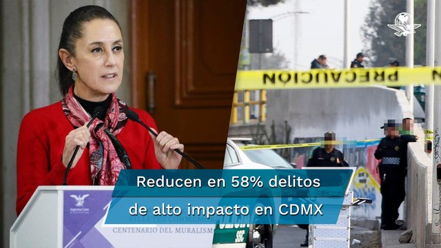 Sheinbaum destaca reducción de 65% en homicidios dolosos en CDMX