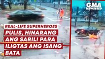 Pulis, hinarang ang sarili para iligtas ang isang bata | GMA News Feed