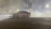 Car Hits Another Parked Car While Doing Donuts