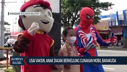 Usia Vaksin, Anak Diajak Berkeliling Gunakan Mobil Barakuda