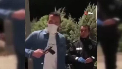 Alkollü şahsın polislerle diyaloğu tepki çekti