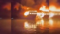 Limanda demirli 7 tekne alev alev yandı