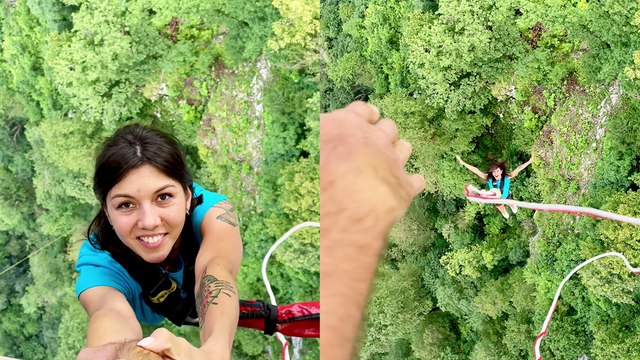 ''Let her go!' THRILLING bungee jumping experience filmed from Jump Master's POV '