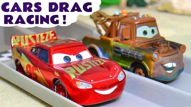 Lightning McQueen and Mater from Cars 3 Toy Cars Racing in these Funlings Race Full Episode Toy Trains 4U Family Friendly Toy Story Stop Motion Videos for Kids versus Hot Wheels Cars